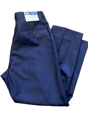 Renoir Navy‎ Wool Dress Pants 36R NWT Flat Front Classic Fit